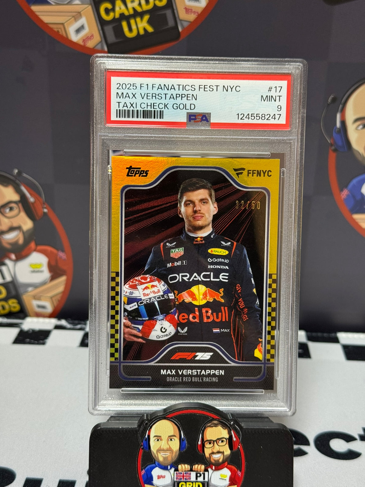 Max Verstappen Portrait TAXI CHECK GOLD 32/50 - Topps 2025 Fanatics Fest NYC - PSA 9