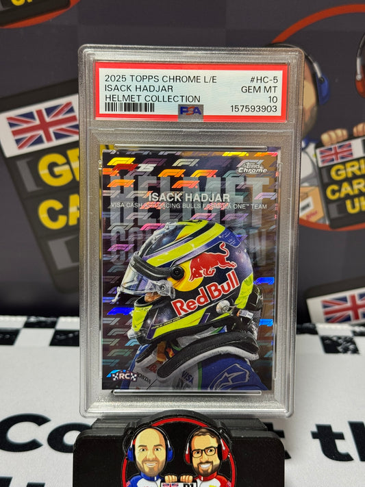 Isack Hadjar Helmet Collection LOGOFRACTOR Rookie RC - Topps 2025 Chrome - PSA 10