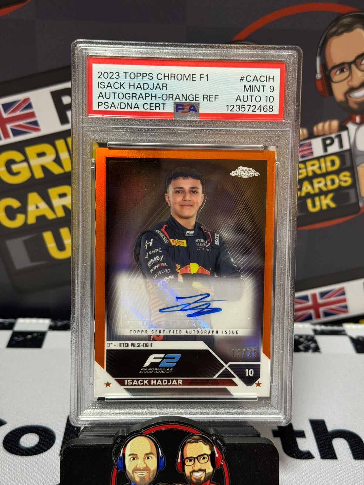 Isack Hadjar F2 AUTO ORANGE 12/25 - Topps 2023 Chrome - PSA 9 Auto 10