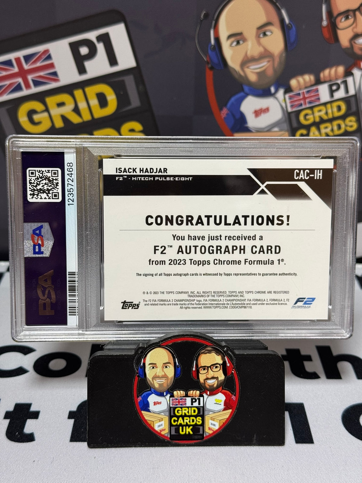 Isack Hadjar F2 AUTO ORANGE 12/25 - Topps 2023 Chrome - PSA 9 Auto 10