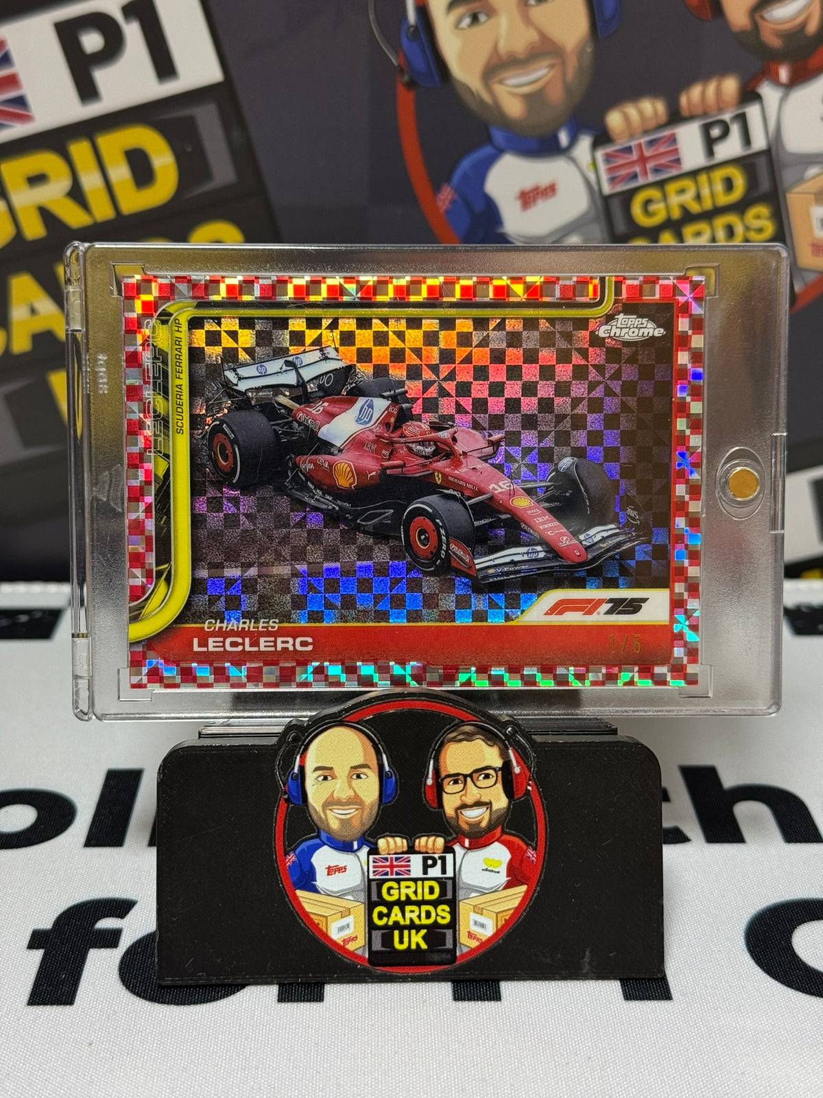 Charles Leclerc Car RED CHECKER FLAG 1/5 - Topps 2025 Chrome