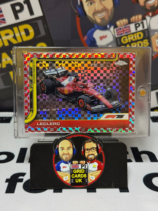 Charles Leclerc Car RED CHECKER FLAG 1/5 - Topps 2025 Chrome