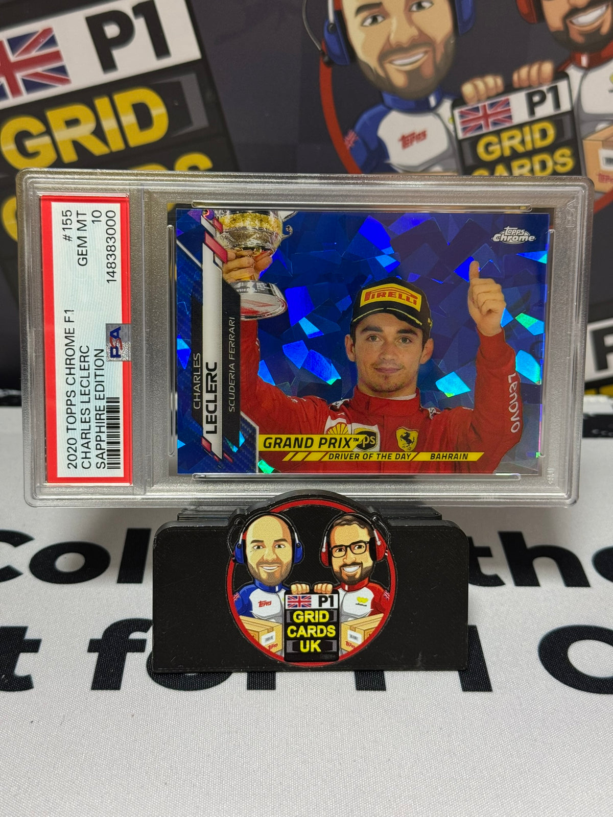 Charles Leclerc Bahrain Driver of the Day SAPPHIRE - Topps 2020 Chrome - PSA 10