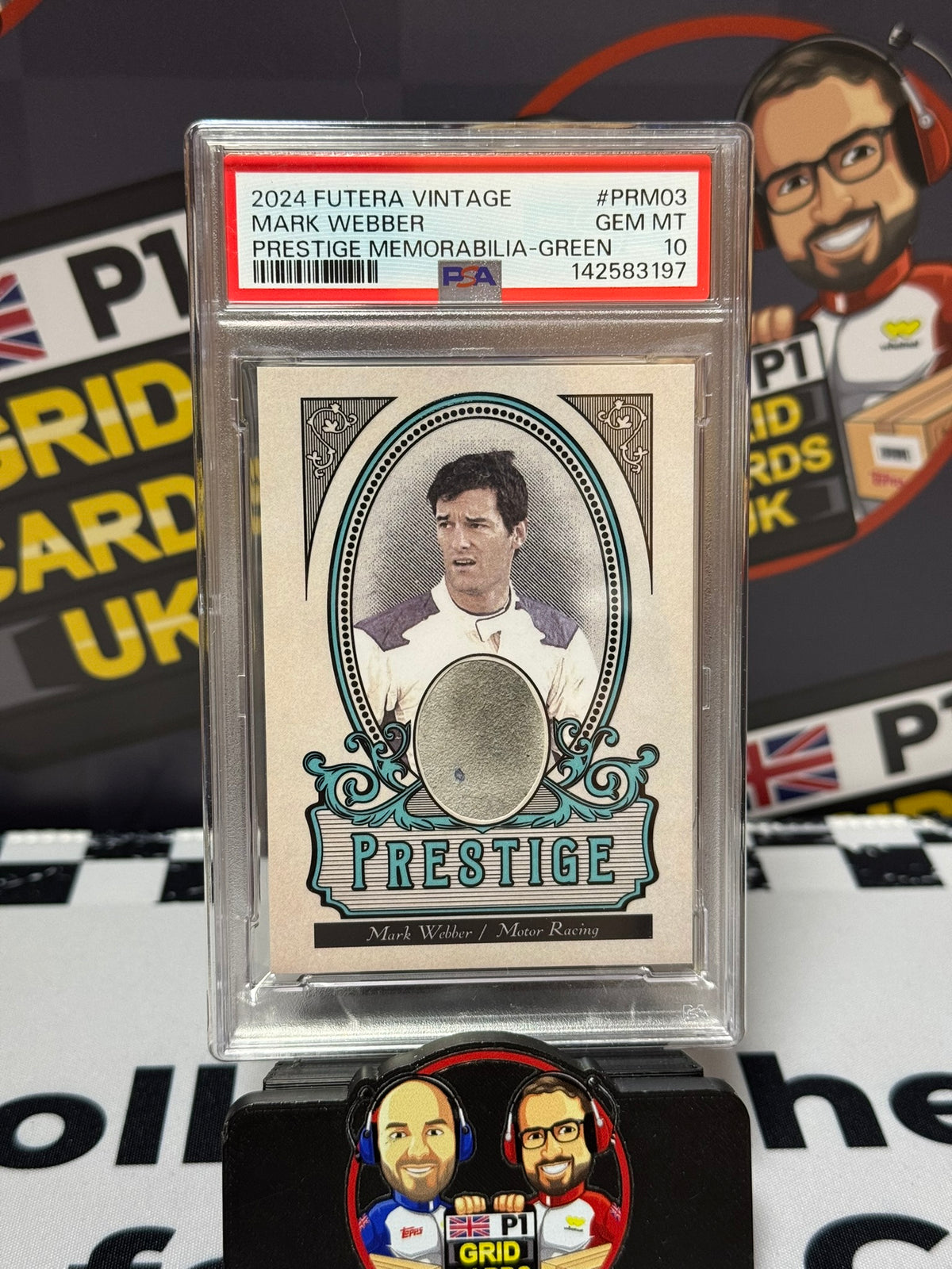 Mark Webber Prestige Glove Relic GREEN 04/09 - Futera 2024 Vintage - PSA 10