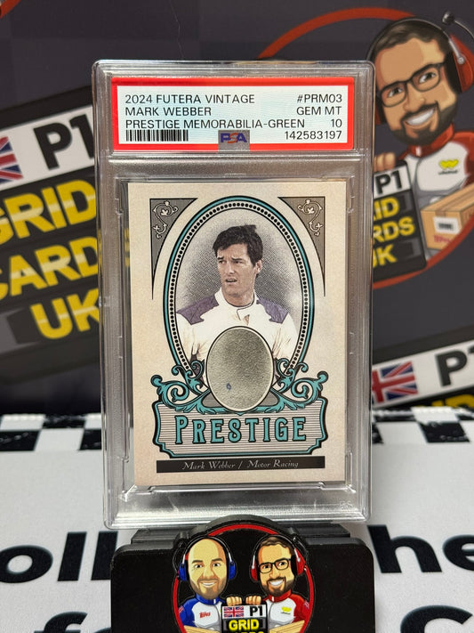 Mark Webber Prestige Glove Relic GREEN 04/09 - Futera 2024 Vintage - PSA 10