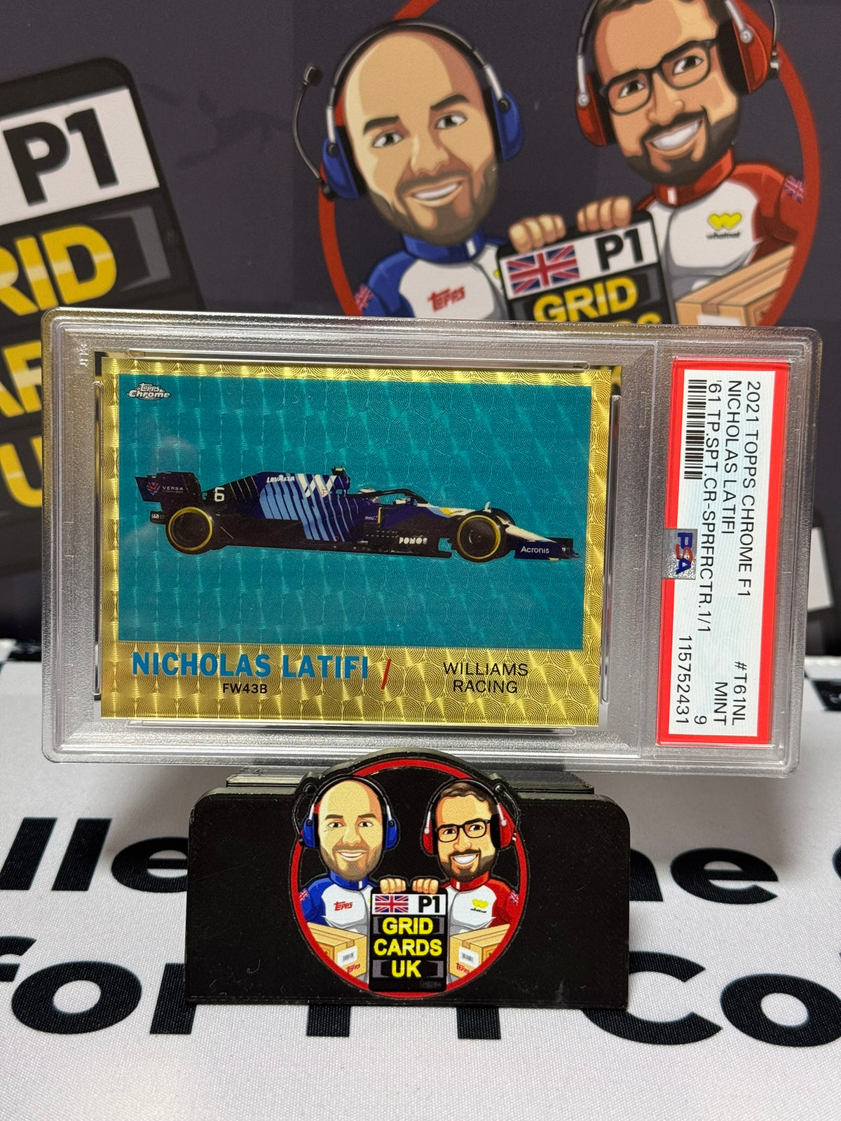 Nicholas Latifi 1961 Sports Cars SUPERFRACTOR 1/1 - Topps 2021 Chrome - PSA 9