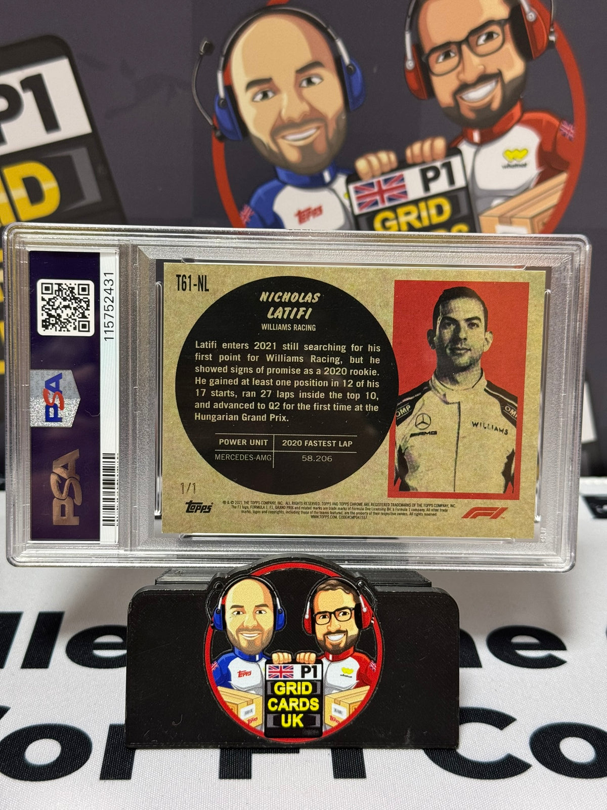 Nicholas Latifi 1961 Sports Cars SUPERFRACTOR 1/1 - Topps 2021 Chrome - PSA 9