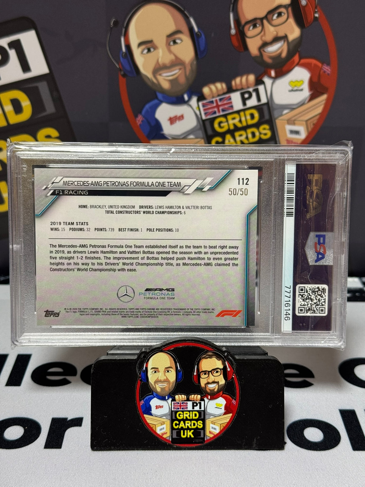 Mercedes AMG Team Logo GOLD WAVE 50/50 #112 - Topps Chrome 2020 - PSA 8
