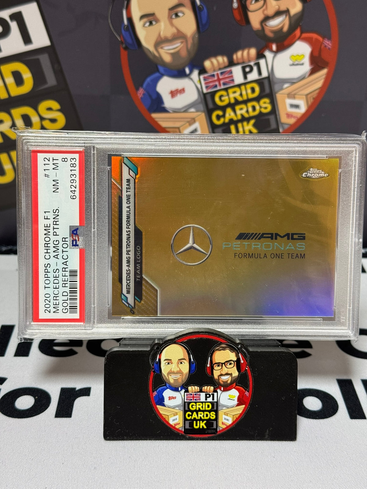 Mercedes AMG Team Logo GOLD 23/50 #112 - Topps Chrome 2020 - PSA 8