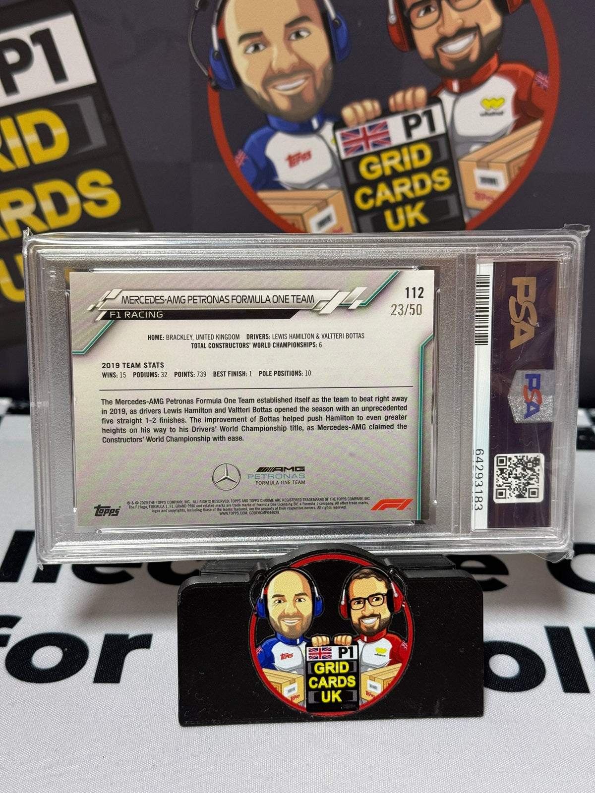 Mercedes AMG Team Logo GOLD 23/50 #112 - Topps Chrome 2020 - PSA 8