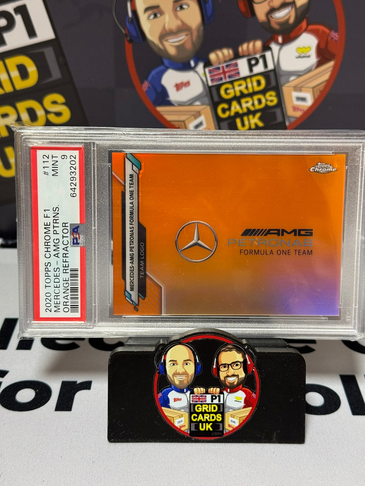 Mercedes AMG Team Logo ORANGE 22/25 #112 - Topps Chrome 2020 - PSA 9