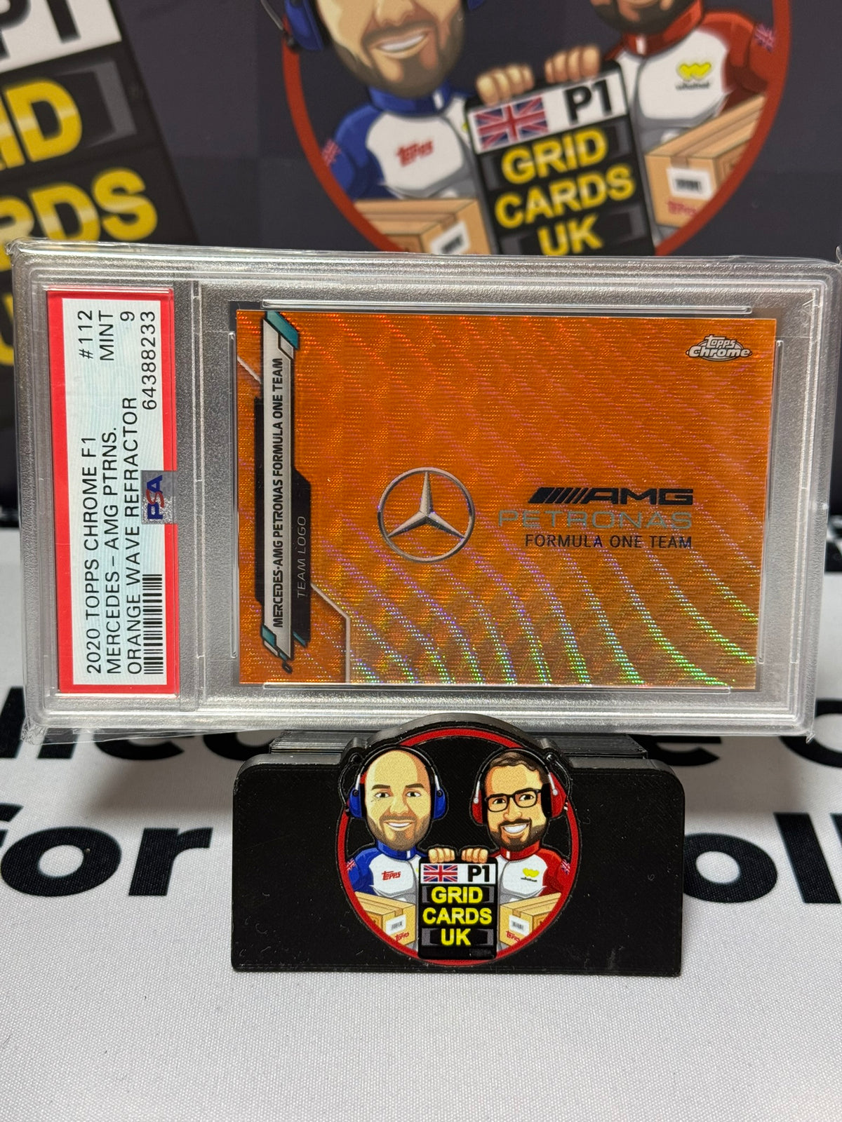 Mercedes AMG Team Logo ORANGE WAVE 11/25 #112 - Topps Chrome 2020 - PSA 9