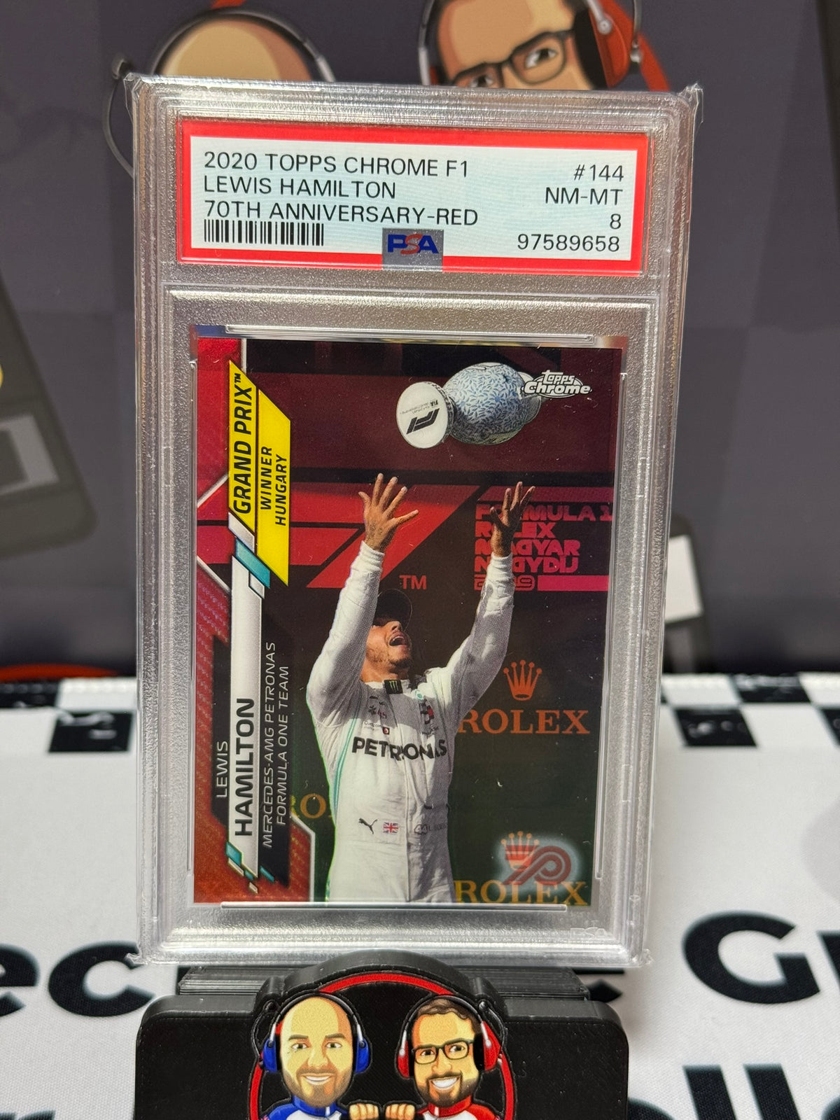 Lewis Hamilton Hungary GP 70TH RED #144 - Topps Chrome 2020 - PSA 8
