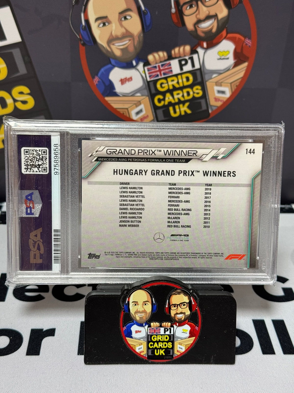 Lewis Hamilton Hungary GP 70TH RED #144 - Topps Chrome 2020 - PSA 8