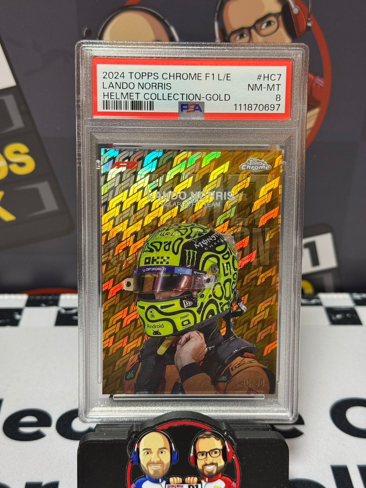 Lando Norris Helmet GOLD 40/50 - Topps Chrome Logofractor 2024 - PSA 8