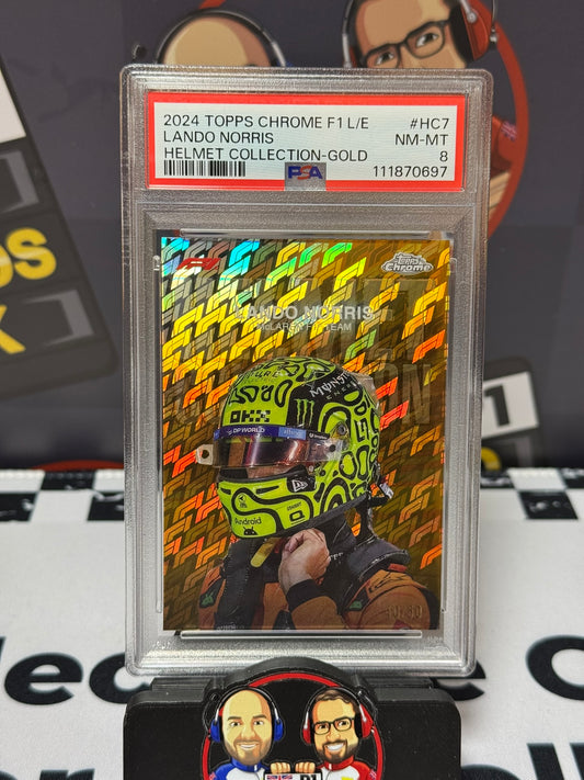 Lando Norris Helmet GOLD 40/50 - Topps Chrome Logofractor 2024 - PSA 8