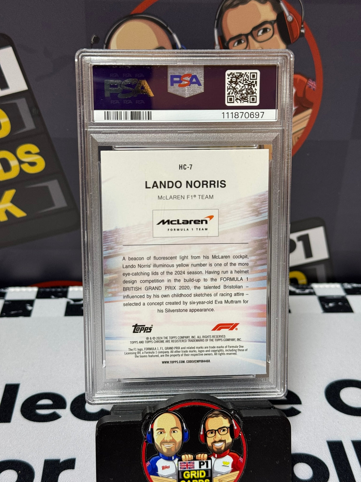 Lando Norris Helmet GOLD 40/50 - Topps Chrome Logofractor 2024 - PSA 8