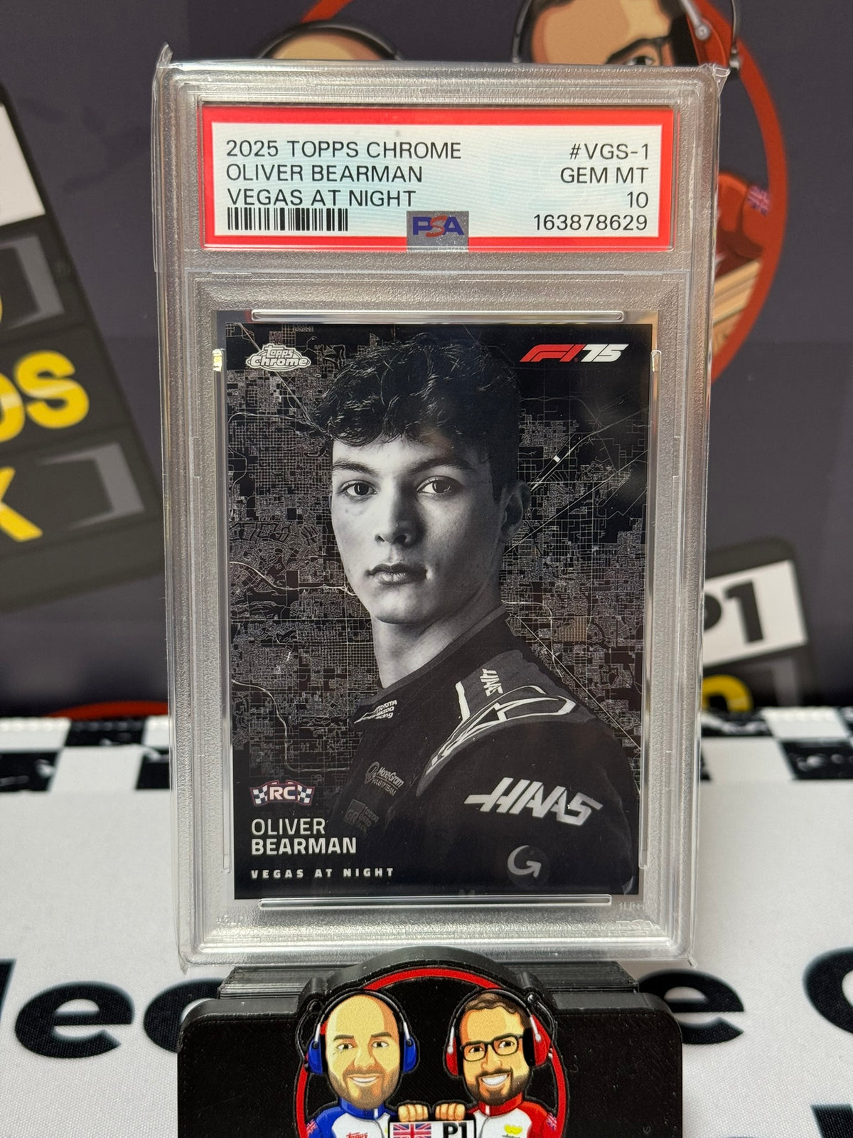 Oliver Bearman Vegas at Night Rookie RC - Topps Chrome 2025 - PSA 10