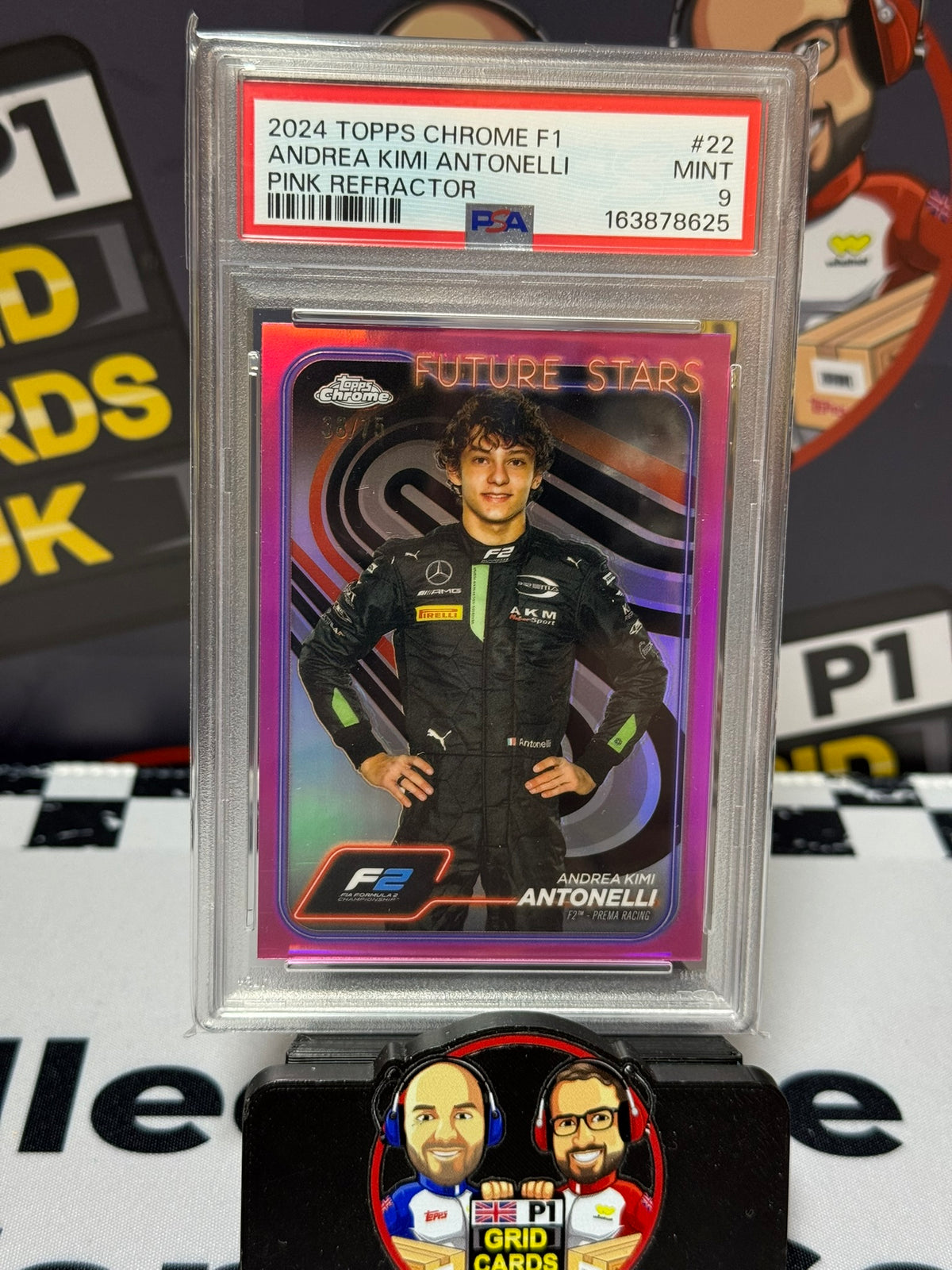 Kimi Antonelli Future Stars PINK 38/75 #22 - Topps Chrome 2024 - PSA 9