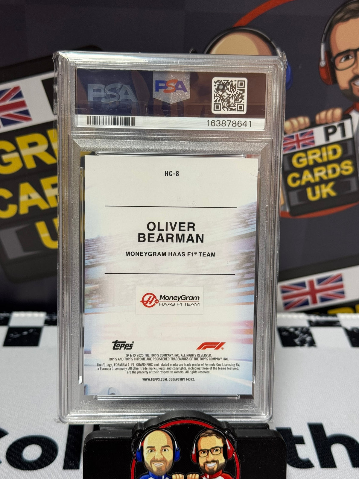 Oliver Bearman Helmet ORANGE 11/25 RC - Logofractor 2025 Topps - PSA 8
