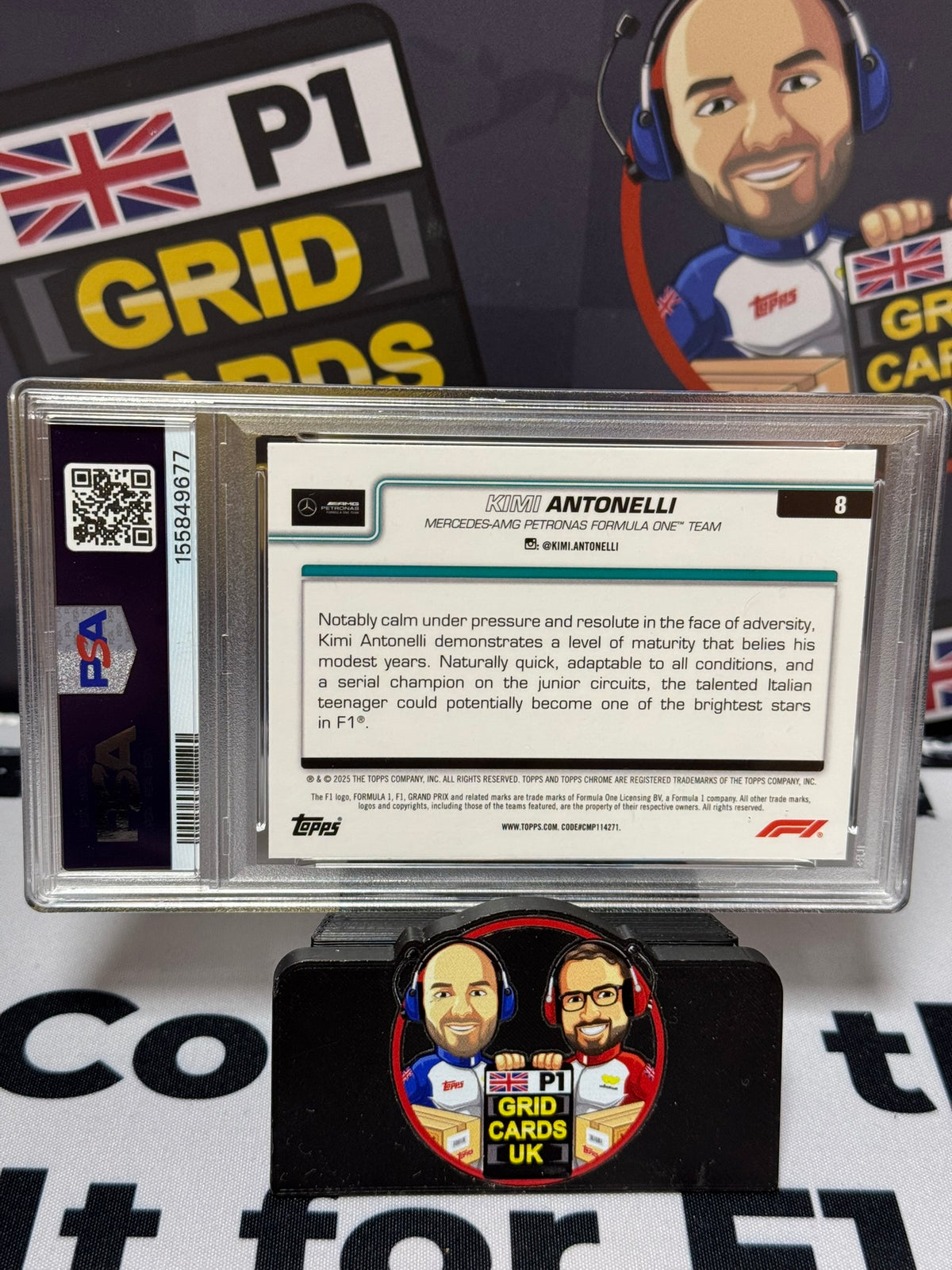 Kimi Antonelli Base Portrait RC #8 - Topps Chrome 2025 - PSA 10