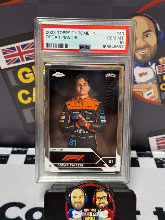 Oscar Piastri Base Portrait RC #40 - Topps Chrome 2023 - PSA 10