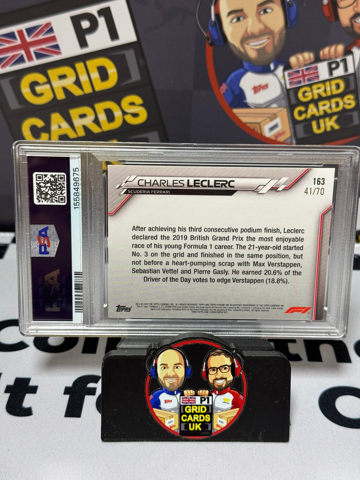 Charles Leclerc 70TH 41/70 #163 - Topps Sapphire 2020 - PSA 9