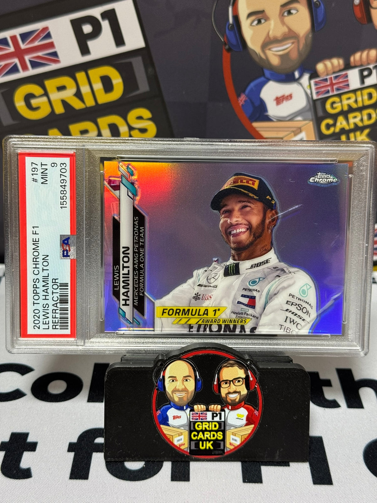 Lewis Hamilton REFRACTOR #197 Award Winners - Topps Chrome 2020 - PSA 9