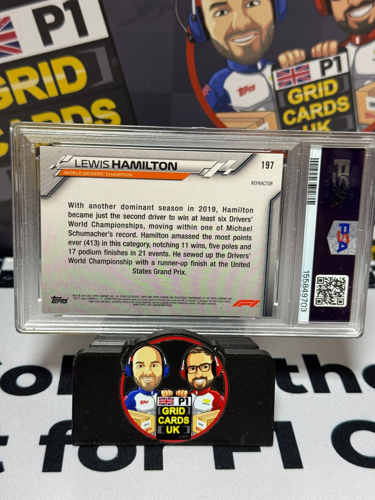 Lewis Hamilton REFRACTOR #197 Award Winners - Topps Chrome 2020 - PSA 9