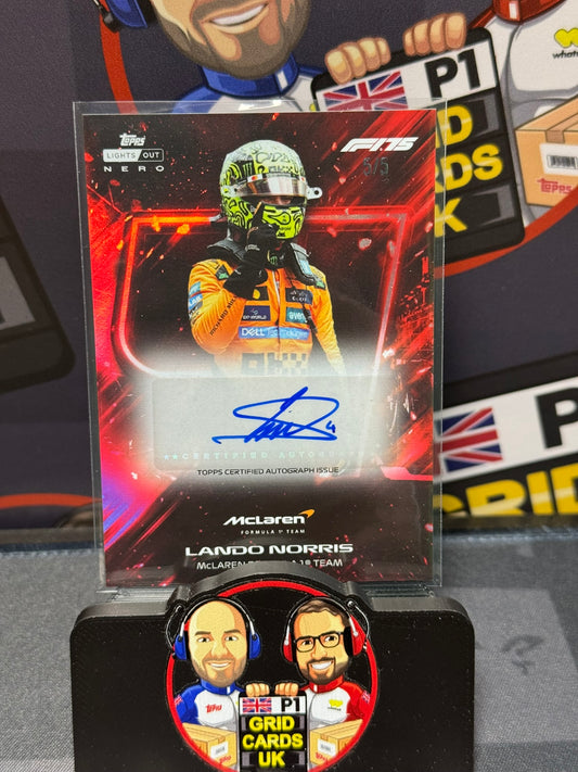 Lando Norris AUTO 5/5 Red - Topps F1 Lights Out 2025