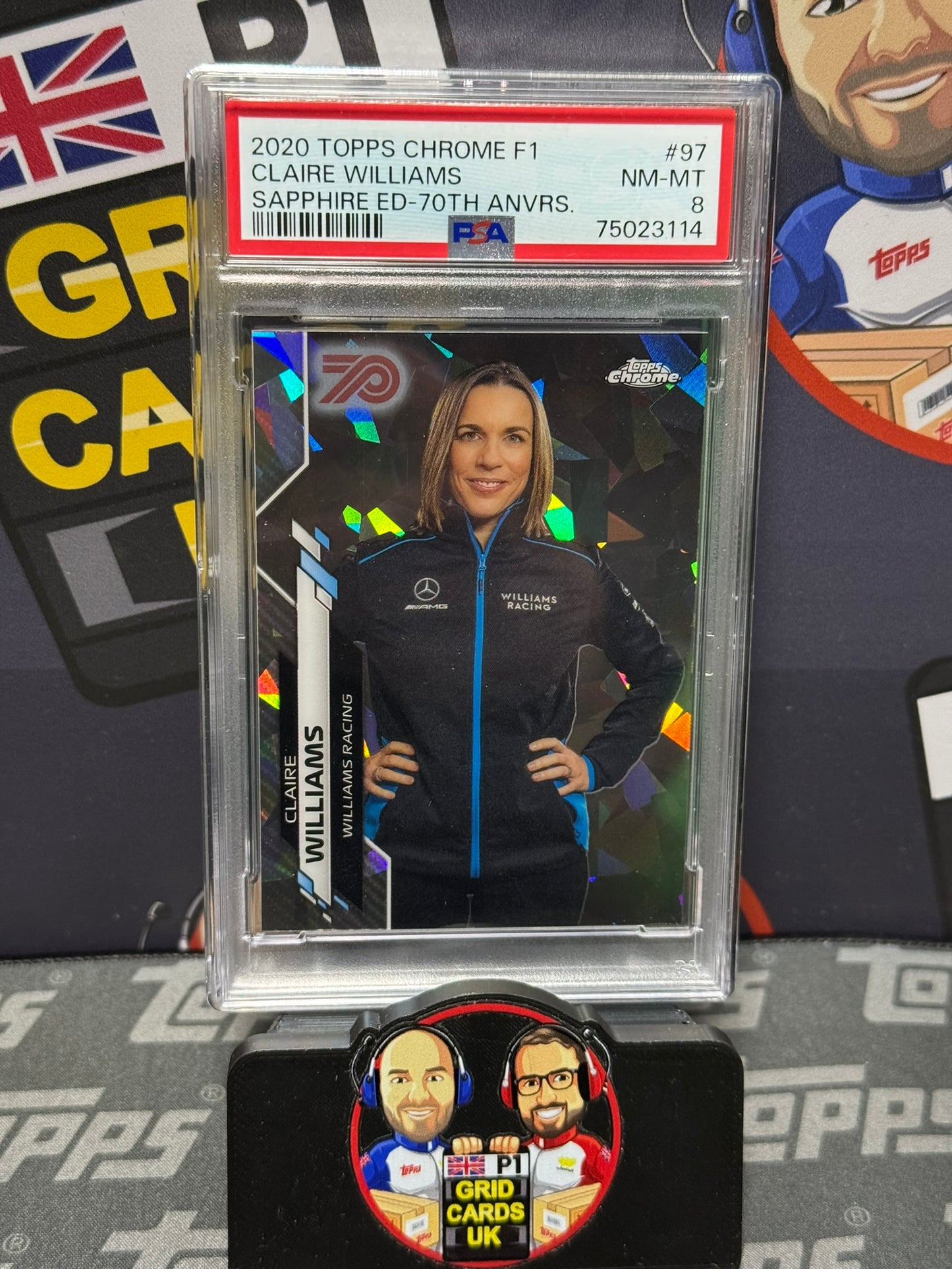 Claire Williams Sapphire 08/70 - Topps Chrome F1 2020 - PSA 8