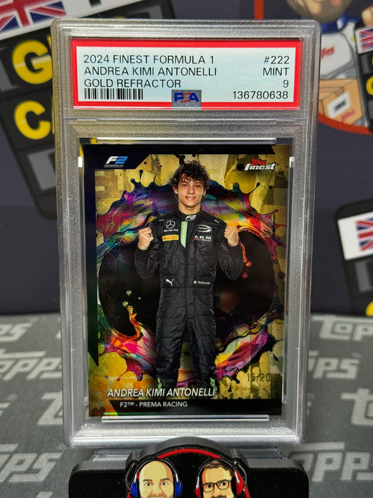 Kimi Antonelli Gold 15/20 #222 Rare PSA 9 - Topps F1 Finest 2024