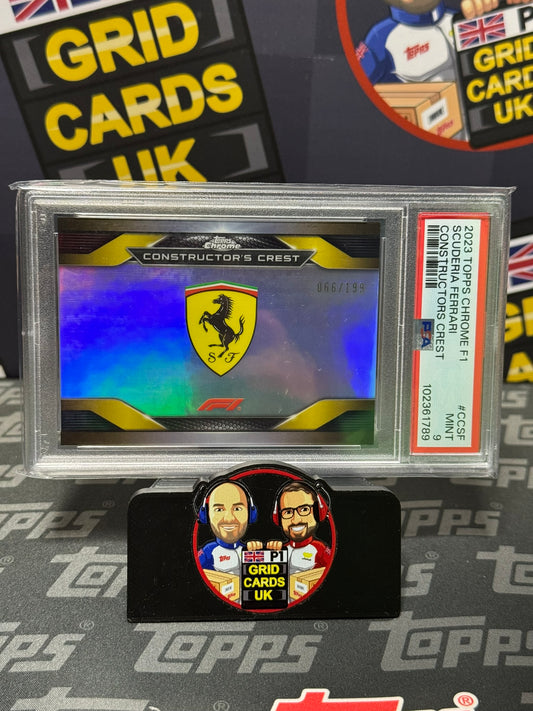 Ferrari Logo Constructors Crest 66/199 PSA 9 - Topps F1 Chrome 2023