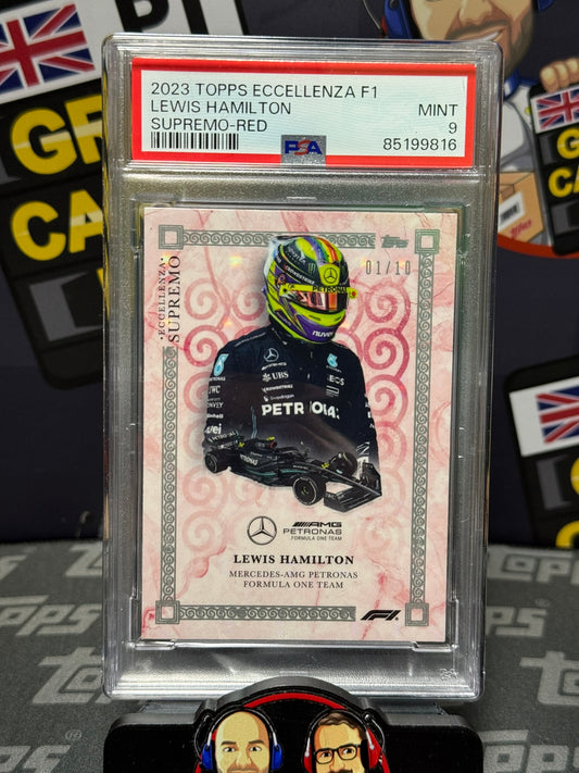 Lewis Hamilton Supremo 1/10 RED PSA 9 - Topps F1 Eccellenza 2023 Graded Slab Card