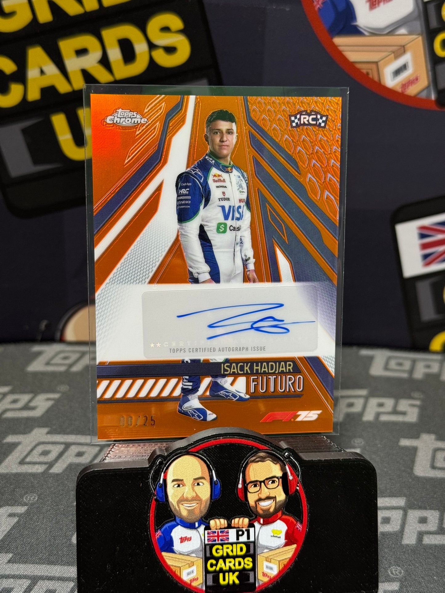 Isack Hadjar Rookie Futuro Auto Orange 8/25 - Topps F1 Chrome 2025