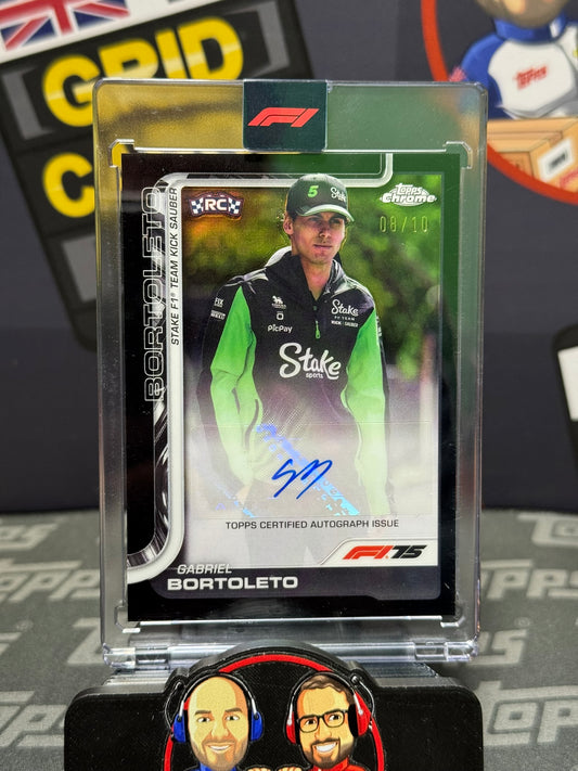 Gabriel Bortoleto AUTO Rookie Black 8/10 - Topps F1 Chrome 2025