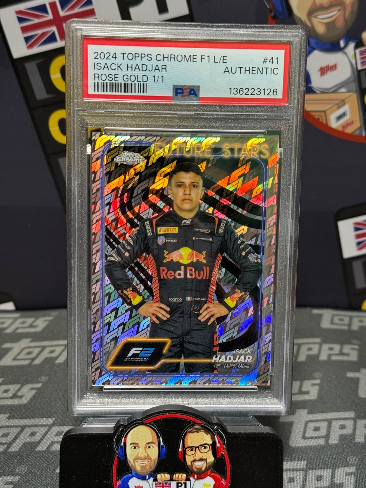 Isack Hadjar 1/1 Rose Gold F2 Portrait - PSA Authentic - Topps F1 Chrome Logo Fractor 2024