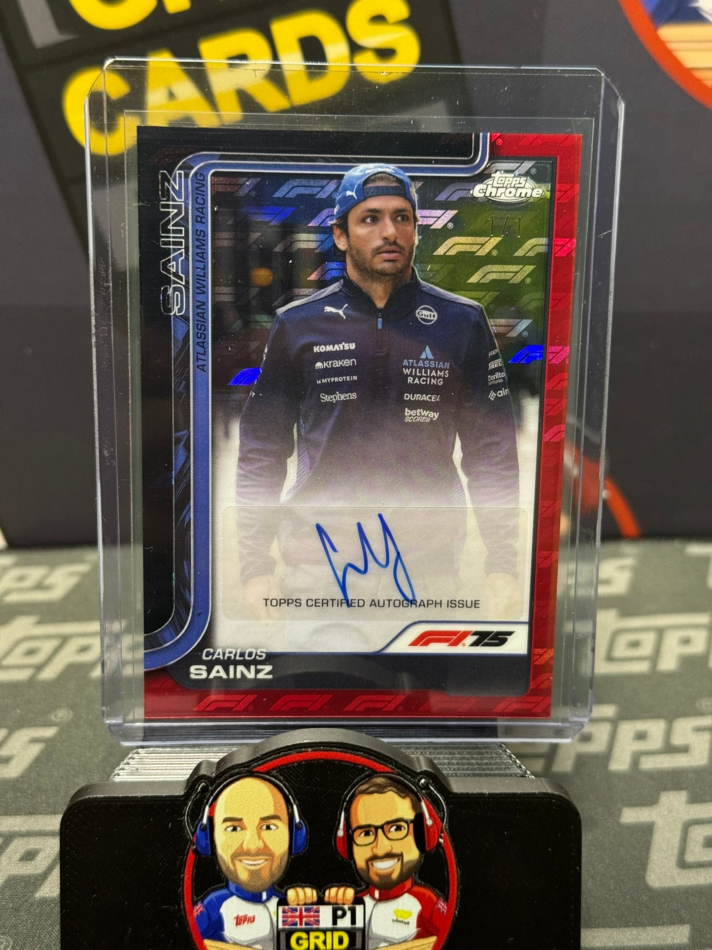 Carlos Sainz 1/1 AUTO Red/Black - Topps F1 Chrome Logo Fractor 2025