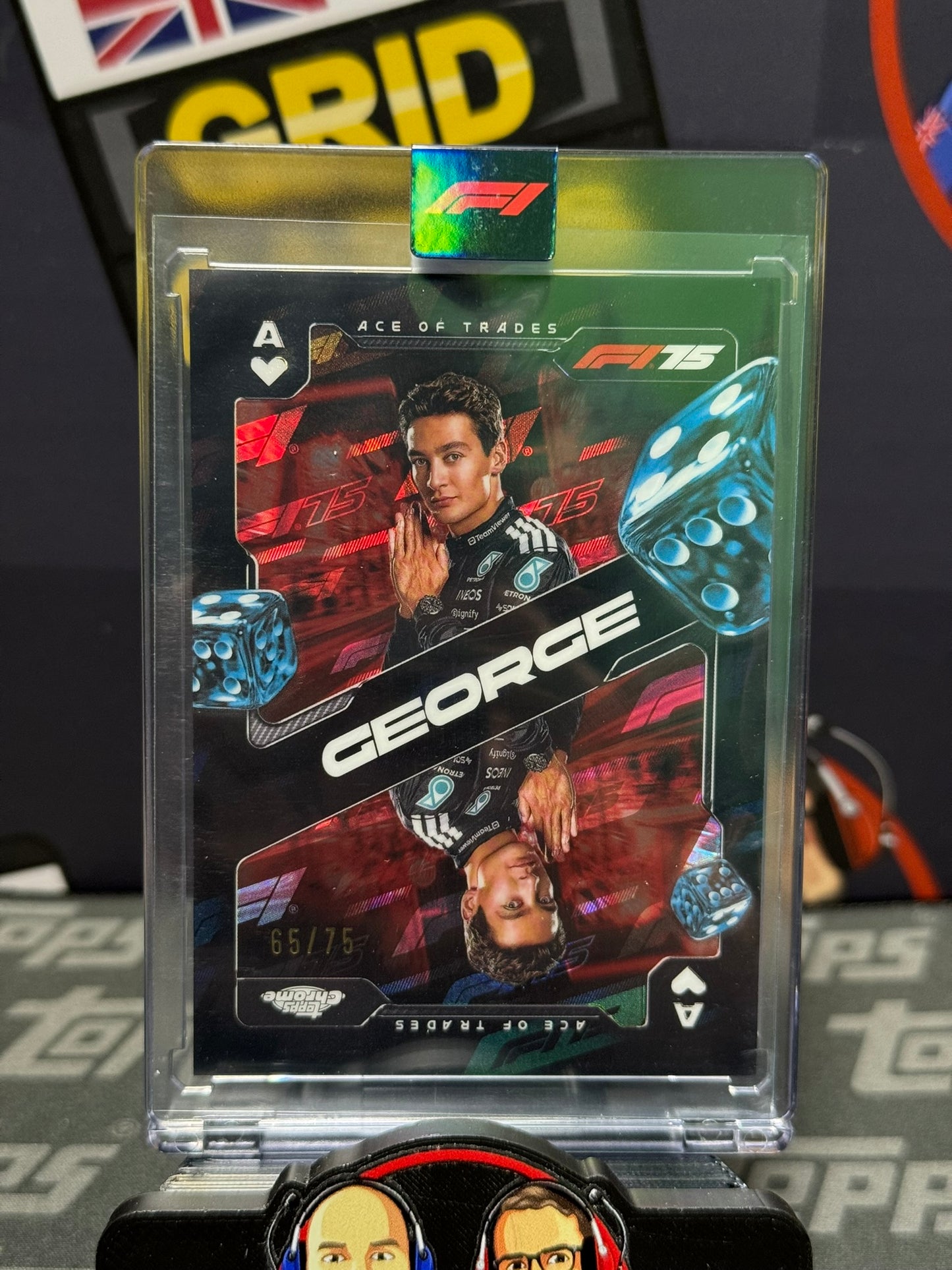 George Russell Ace of Trades Insert 65/75 Black - Topps F1 Chrome Logo Fractor 2025