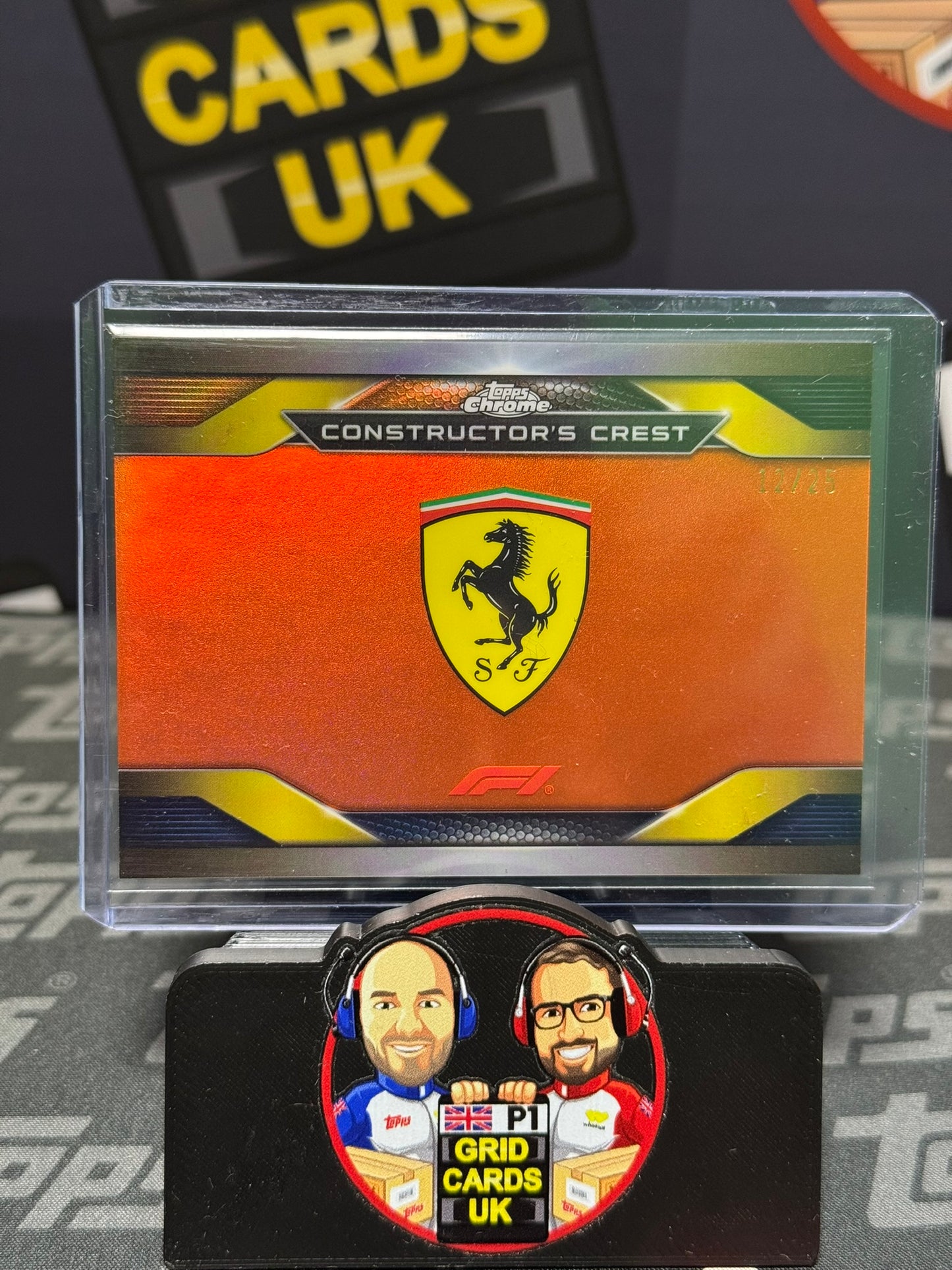 Ferrari Constructors Crest Team Logo Orange 12/25 - Topps F1 Chrome 2023