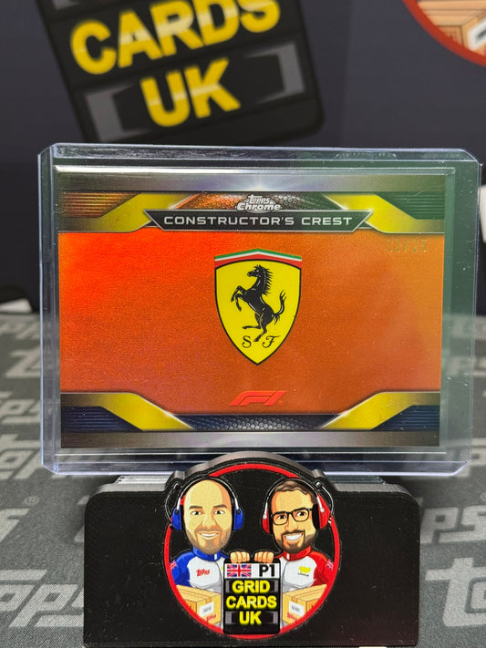 Ferrari Constructors Crest Team Logo Orange 12/25 - Topps F1 Chrome 2023