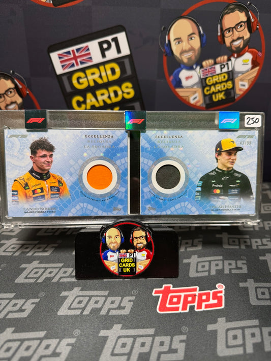 McLaren Dual Booklet Relic Lando Norris / Oscar Piastri 43/99 Blue - Topps F1 Eccellenza 2025
