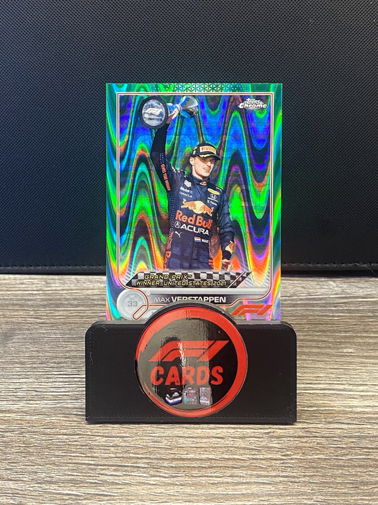 Max Verstappen Winner United States 2021 - Chrome 2022 - #167 Green Raywave 22/99