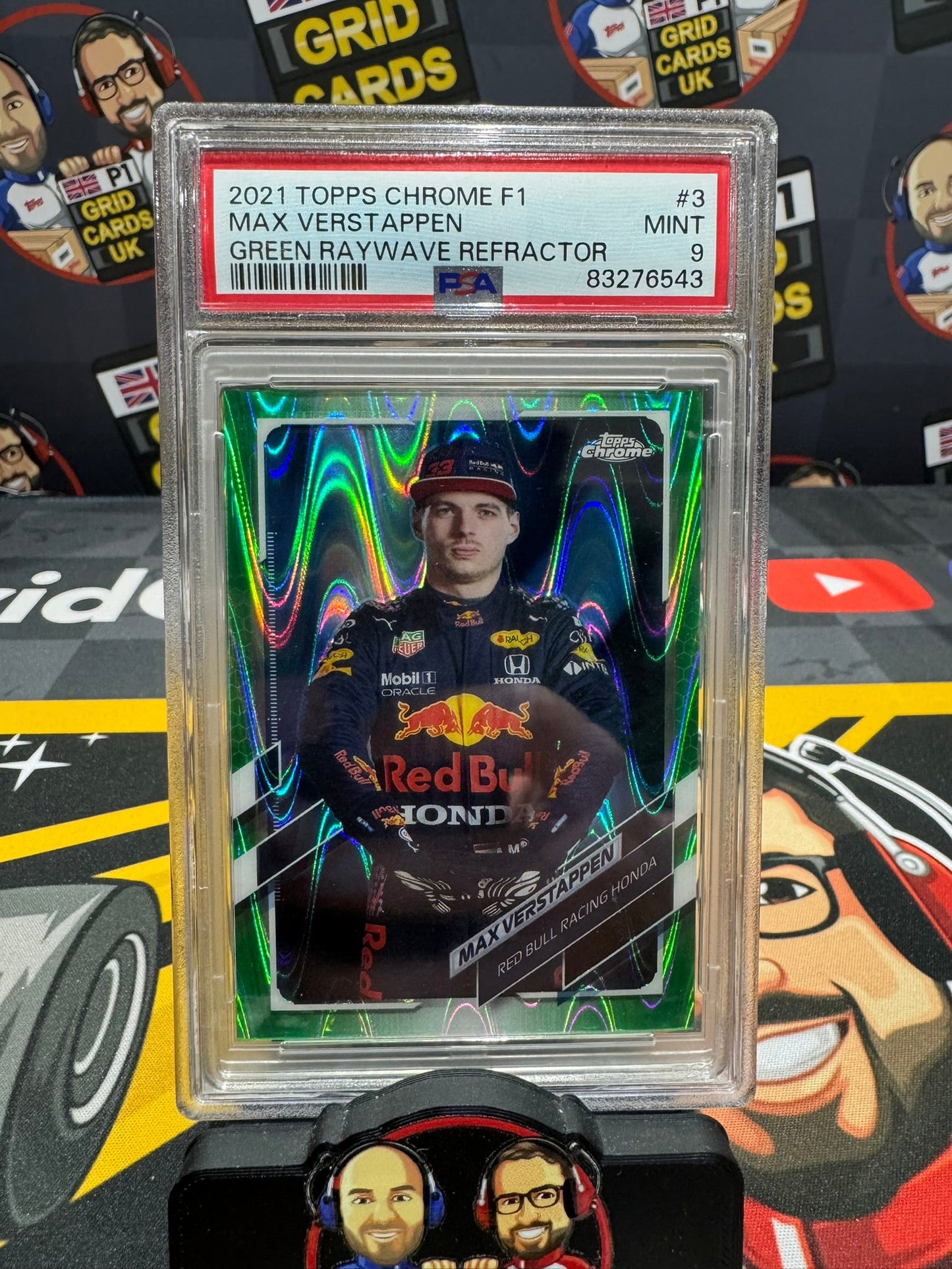 Max Verstappen Portrait #3 52/99 PSA 9 Slab Green RayWave - Topps F1 Chrome 2021