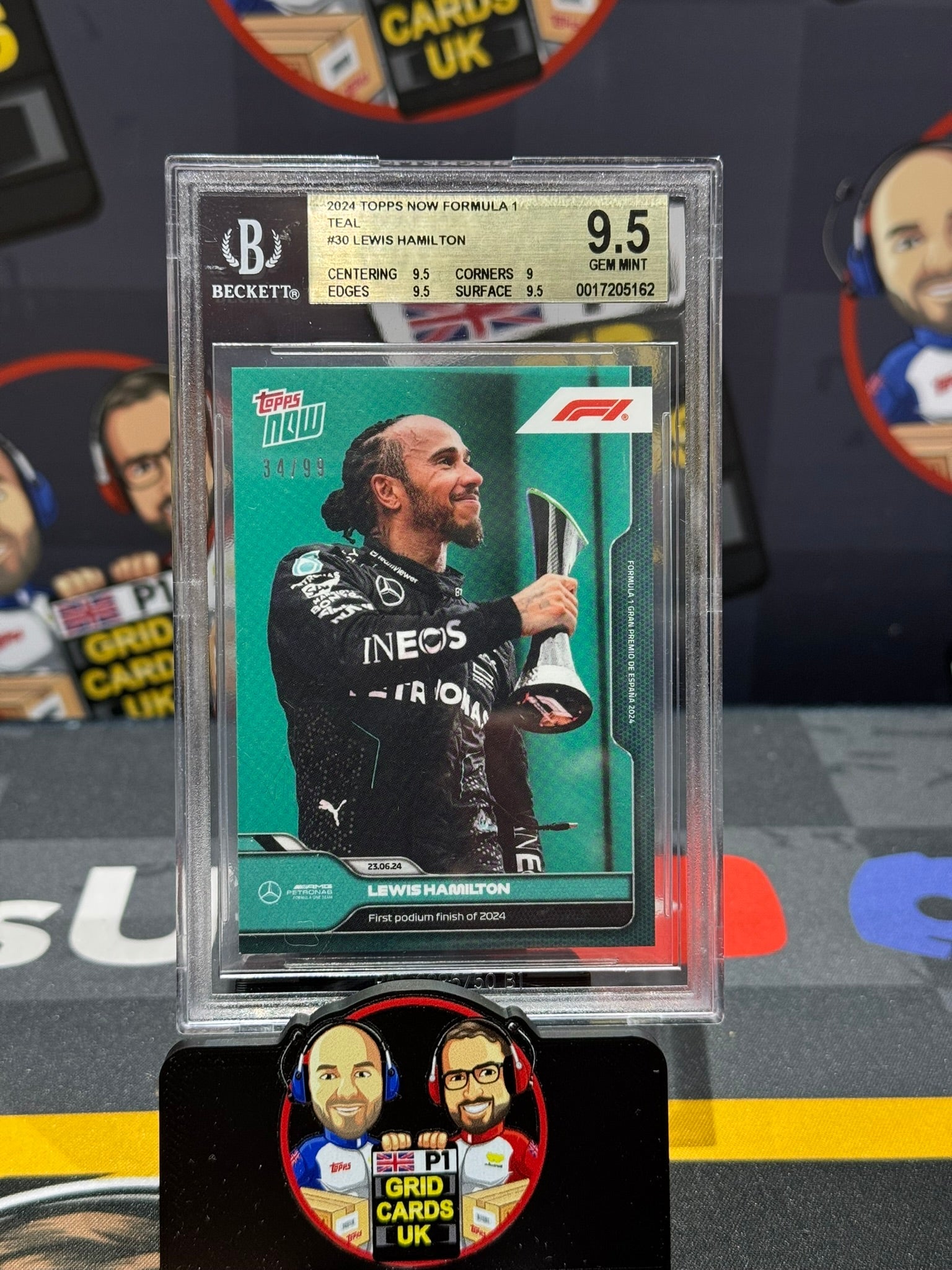 Lewis Hamilton First Podium 2024 34/99 Beckett 9.5 Slab - Topps F1 NOW 2024 #30