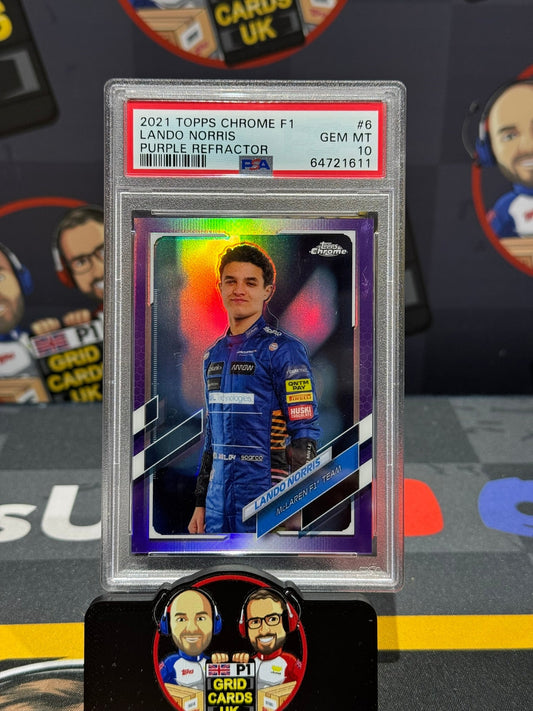 Lando Norris Portrait Purple 227/399 #6 PSA 10 Slab - Topps F1 Chrome 2021