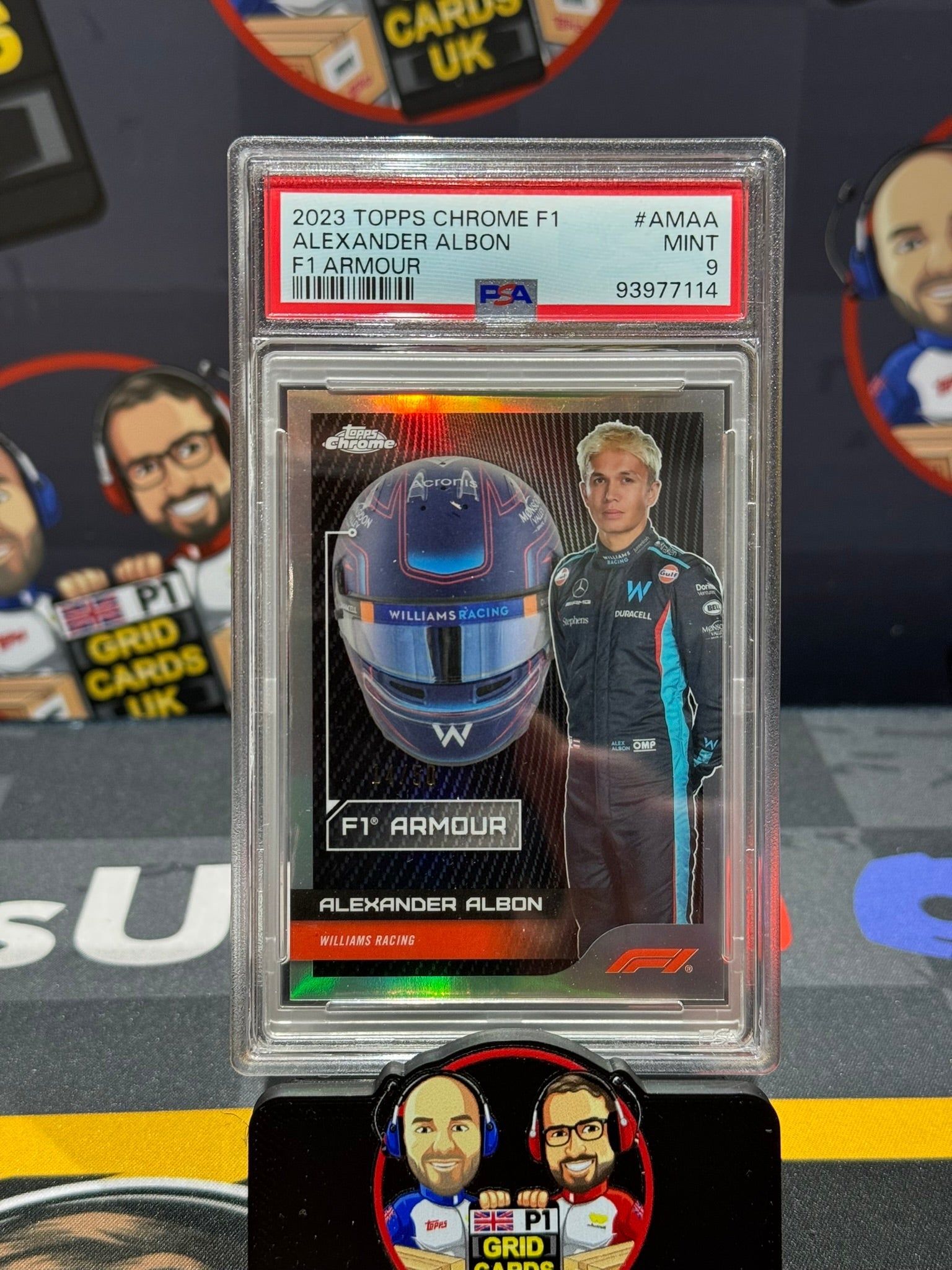 Alex Albon F1 ARMOUR 14/50 #AM-AA PSA 9 Slab - Topps F1 Chrome 2023