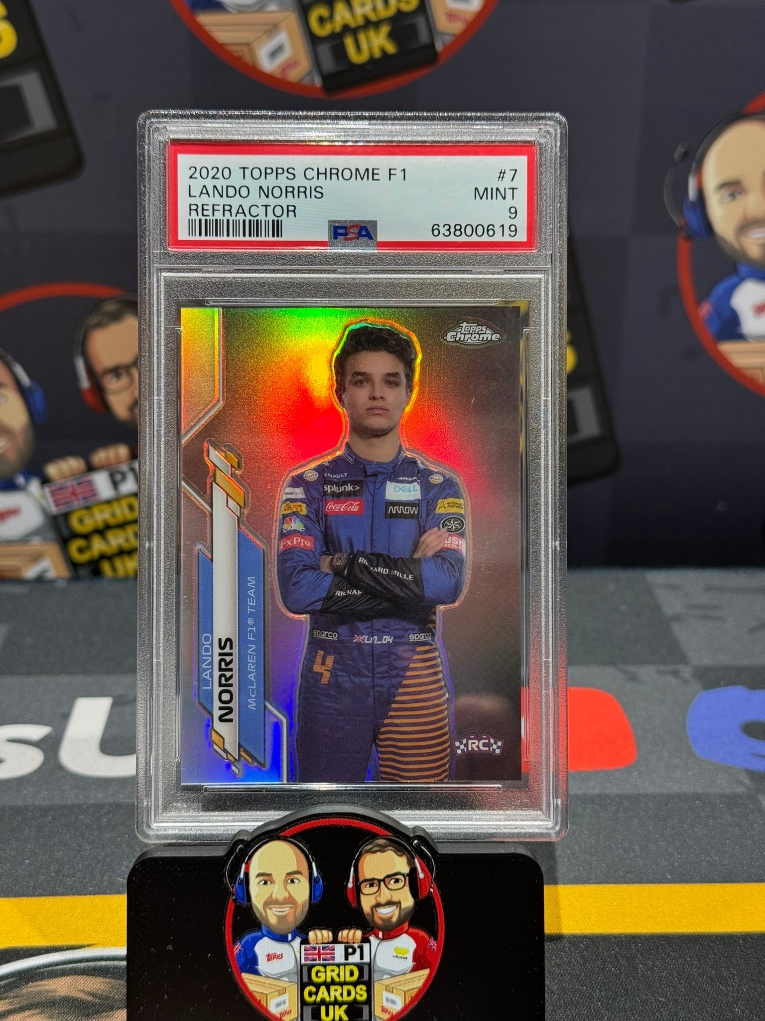 Lando Norris Portrait Refractor #7 PSA 9 Slab - Topps F1 Chrome 2020