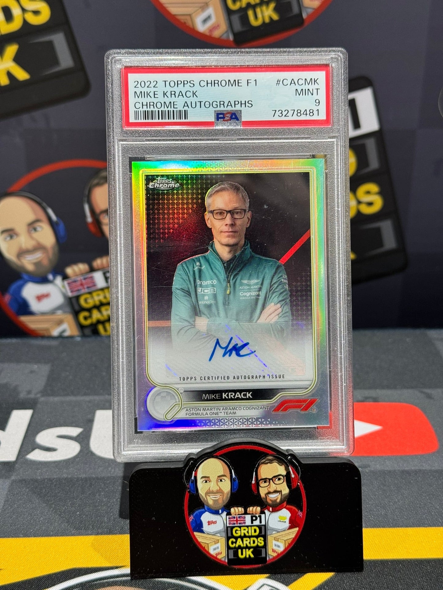 Mike Krack AUTO PSA 9 Slab - Topps F1 Chrome 2022