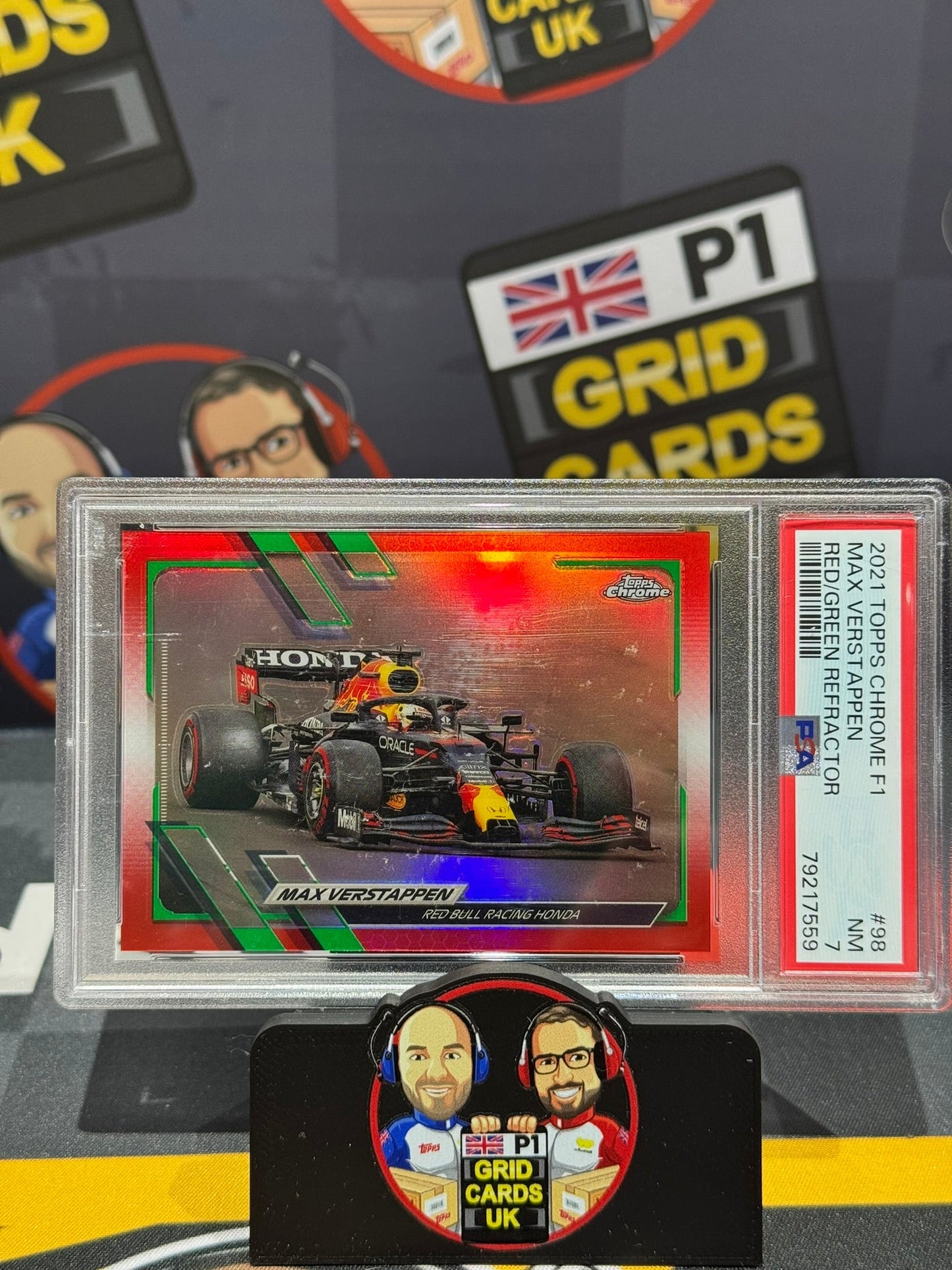 Max Verstappen Red/Green SP #98 PSA 7 Slab - Topps F1 Chrome 2021